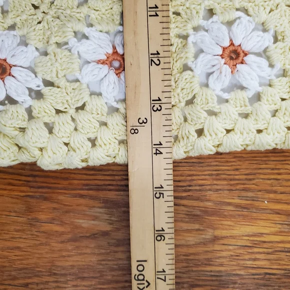 CROCHET Crossbody Purse Yellow White Flowers - Picture 4 of 5